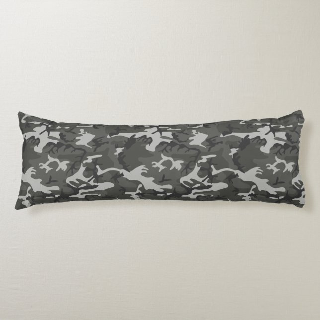 Grey Camouflage Pattern, Military Pattern, Army Body Pillow (Front)