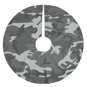 Grey Camouflage Pattern, Military Pattern, Army Brushed Polyester Tree Skirt