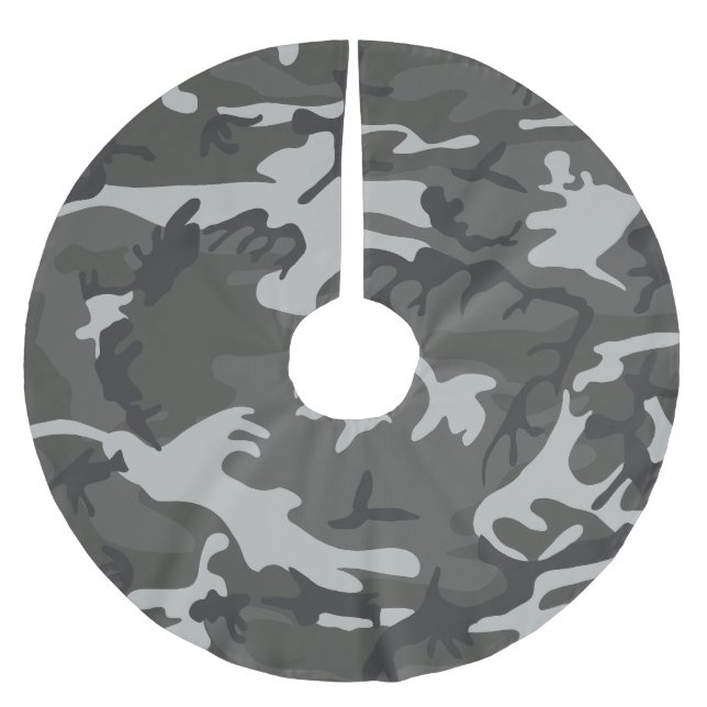 Grey Camouflage Pattern, Military Pattern, Army Brushed Polyester Tree Skirt (Front)