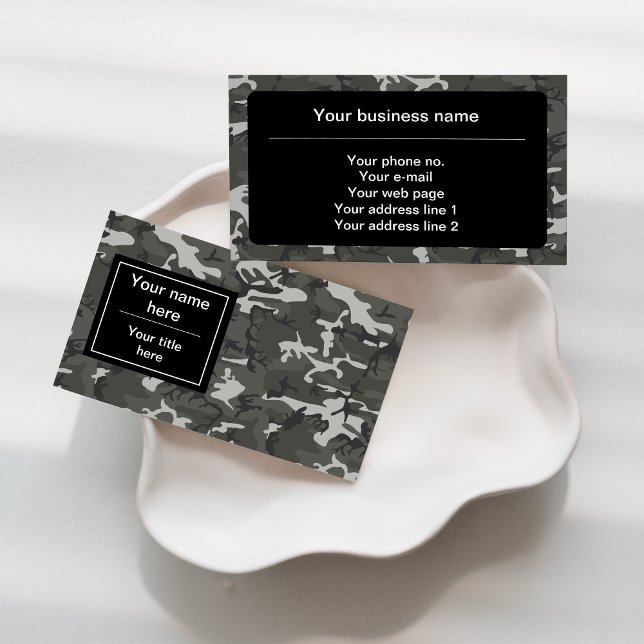 Grey Camouflage Pattern, Military Pattern, Army Business Card (Creator Uploaded)