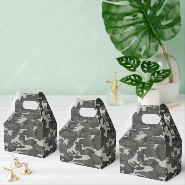 Grey Camouflage Pattern, Military Pattern, Army Favor Box (Multiple)