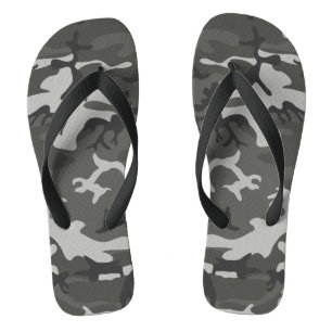 Grey Camouflage Pattern, Military Pattern, Army Flip Flops