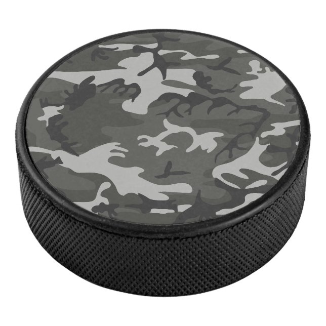 Grey Camouflage Pattern, Military Pattern, Army Hockey Puck (3/4)