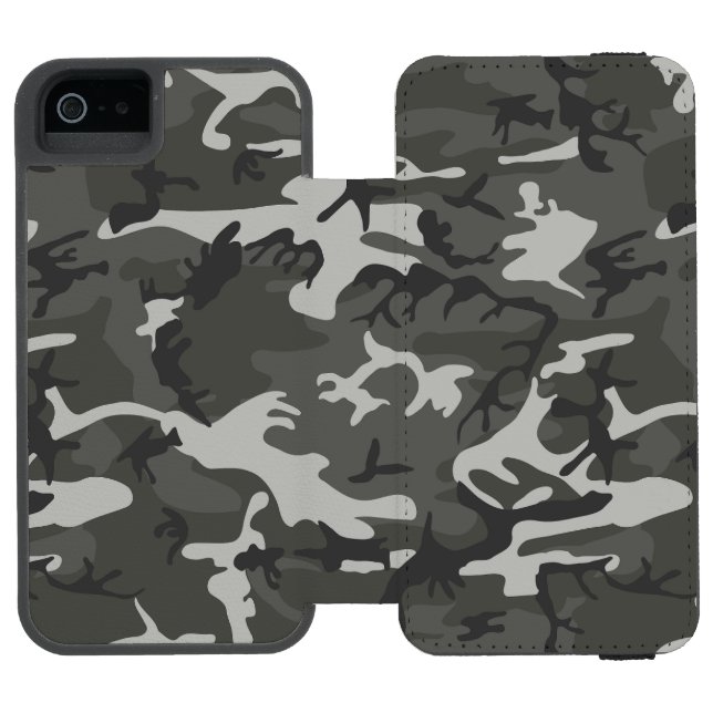 Grey Camouflage Pattern, Military Pattern, Army Incipio iPhone Wallet Case (Folio Open)