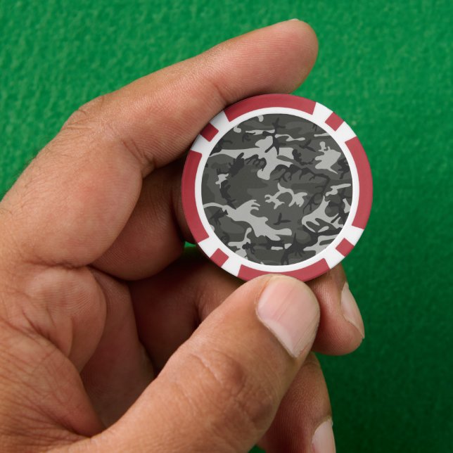 Grey Camouflage Pattern, Military Pattern, Army Poker Chips (Hand)