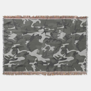Grey Camouflage Pattern, Military Pattern, Army Throw Blanket