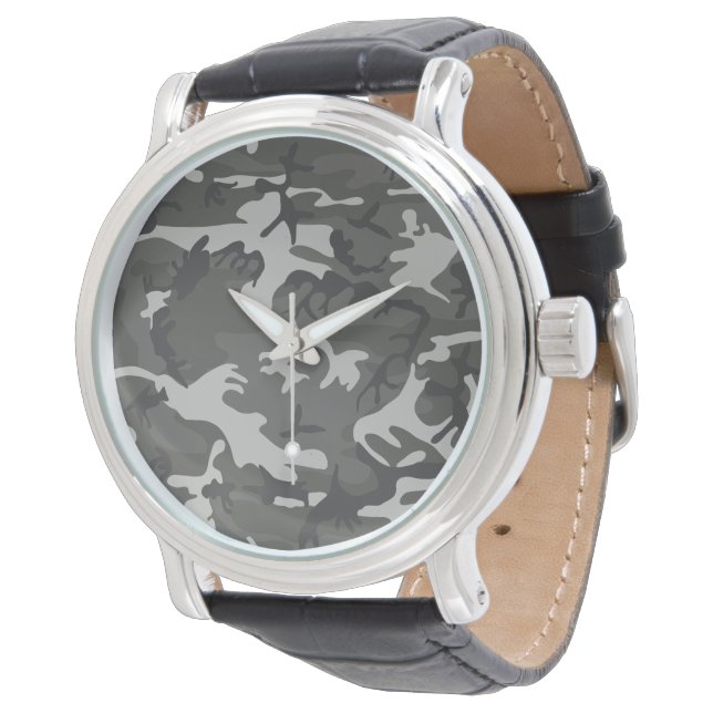 Grey Camouflage Pattern, Military Pattern, Army Watch (Angled)