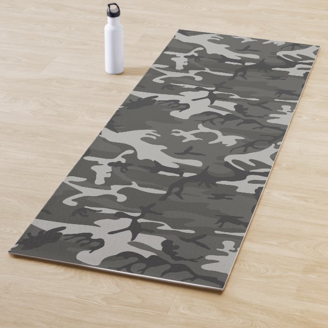 Grey Camouflage Pattern, Military Pattern, Army Yoga Mat (In Situ)