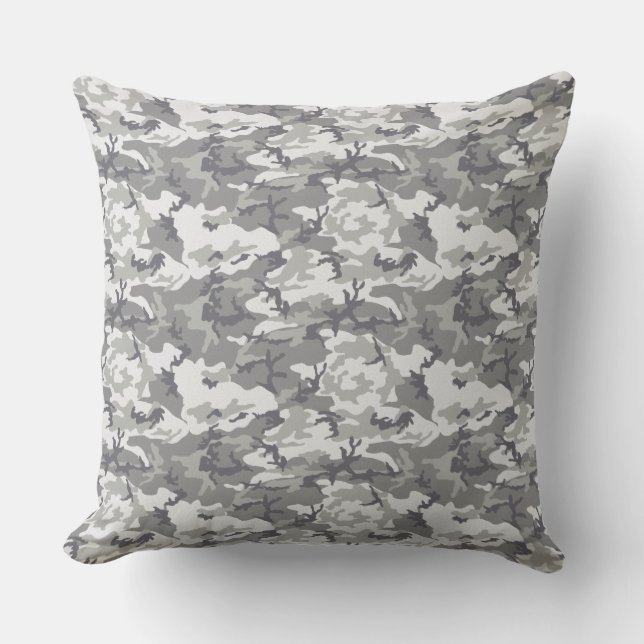 Grey Camouflage Pattern Outdoor Pillow (Front)