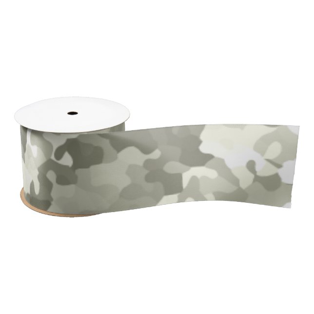 Grey Camouflage Pattern Satin Ribbon (Spool)