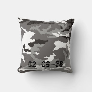 Grey camouflage pattern throw pillow