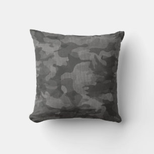 Grey Camouflage Pattern Throw Pillow