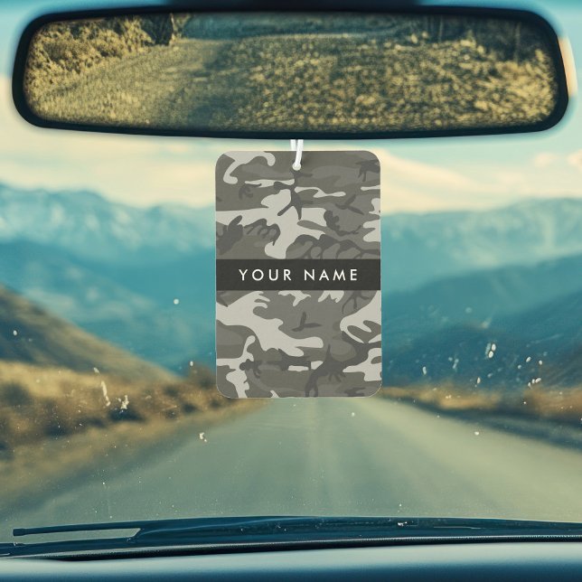 Grey Camouflage Pattern, Your name, Personalize Air Freshener (Creator Uploaded)