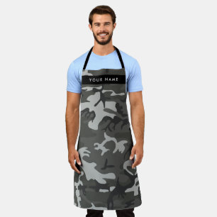 Grey Camouflage Pattern, Your name, Personalize Apron
