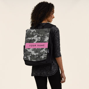 Grey Camouflage Pattern, Your name, Personalize Backpack