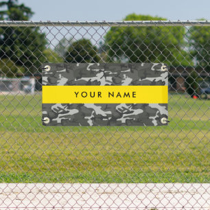 Grey Camouflage Pattern, Your name, Personalize Banner