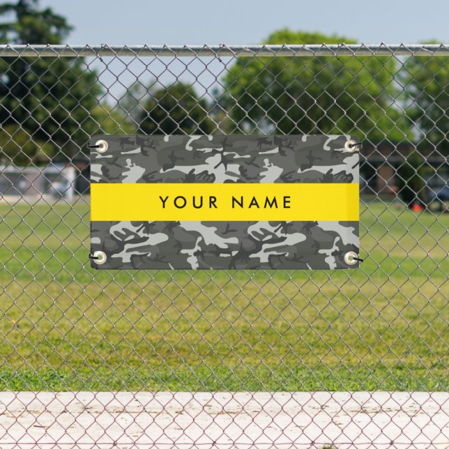 Grey Camouflage Pattern, Your name, Personalize Banner (Insitu)