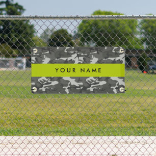 Grey Camouflage Pattern, Your name, Personalize Banner