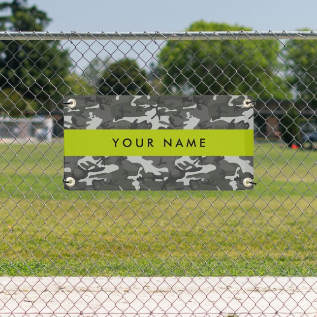Grey Camouflage Pattern, Your name, Personalize Banner (Insitu)