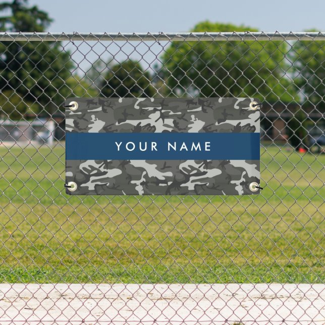 Grey Camouflage Pattern, Your name, Personalize Banner (Insitu)