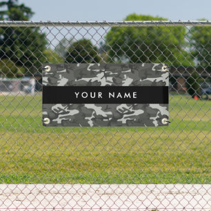 Grey Camouflage Pattern, Your name, Personalize Banner