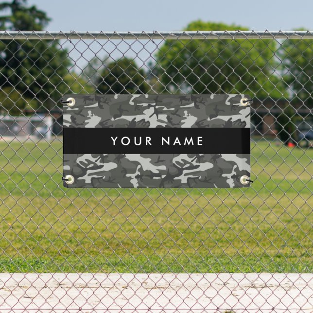 Grey Camouflage Pattern, Your name, Personalize Banner (Insitu)
