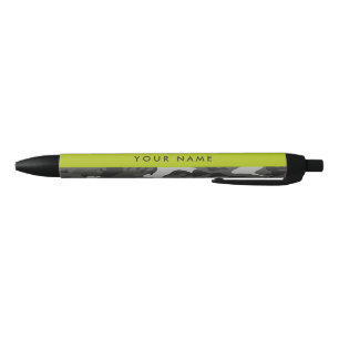 Grey Camouflage Pattern, Your name, Personalize Black Ink Pen