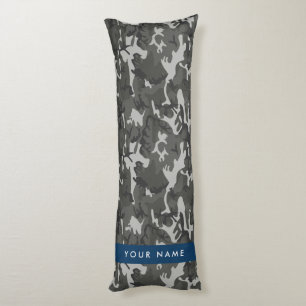 Grey Camouflage Pattern, Your name, Personalize Body Pillow
