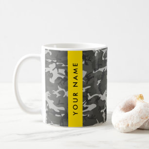 Grey Camouflage Pattern, Your name, Personalize Coffee Mug