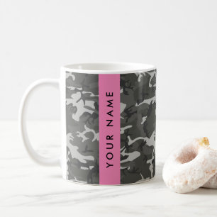 Grey Camouflage Pattern, Your name, Personalize Coffee Mug