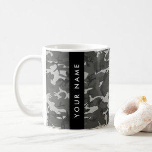 Grey Camouflage Pattern, Your name, Personalize Coffee Mug