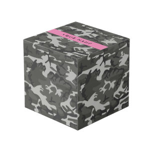 Grey Camouflage Pattern, Your name, Personalize Cube