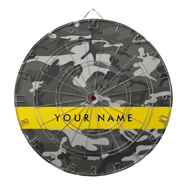 Grey Camouflage Pattern, Your name, Personalize Dartboard (Front)