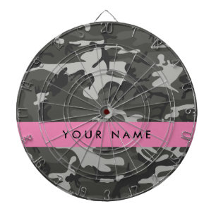 Grey Camouflage Pattern, Your name, Personalize Dartboard