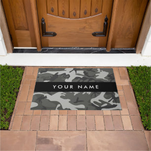 Grey Camouflage Pattern, Your name, Personalize Doormat