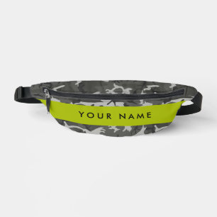 Grey Camouflage Pattern, Your name, Personalize Fanny Pack