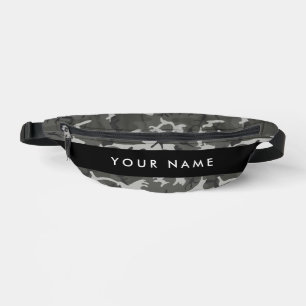Grey Camouflage Pattern, Your name, Personalize Fanny Pack