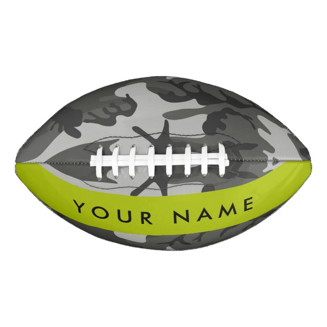 Grey Camouflage Pattern, Your name, Personalize Football (Front)