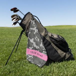 Grey Camouflage Pattern, Your name, Personalize Golf Towel