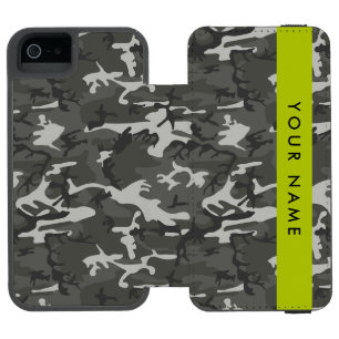 Grey Camouflage Pattern, Your name, Personalize Incipio Watson™ iPhone 5 Wallet Case