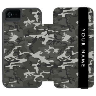 Grey Camouflage Pattern, Your name, Personalize Incipio Watson™ iPhone 5 Wallet Case