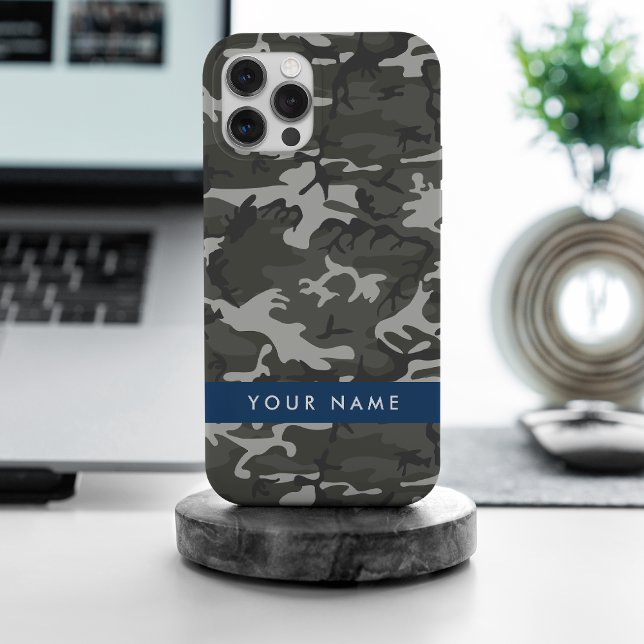 Grey Camouflage Pattern, Your name, Personalize iPhone Case (Creator Uploaded)