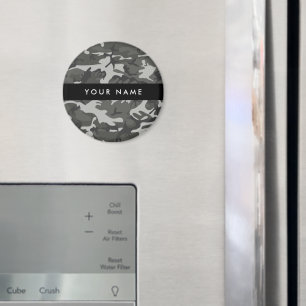 Grey Camouflage Pattern, Your name, Personalize Magnet