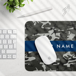 Grey Camouflage Pattern, Your name, Personalize Mouse Pad