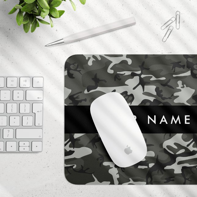 Grey Camouflage Pattern, Your name, Personalize Mouse Pad (Creator Uploaded)