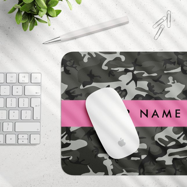 Grey Camouflage Pattern, Your name, Personalize Mouse Pad (Creator Uploaded)