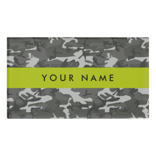 Grey Camouflage Pattern, Your name, Personalize Name Tag