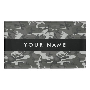Grey Camouflage Pattern, Your name, Personalize Name Tag