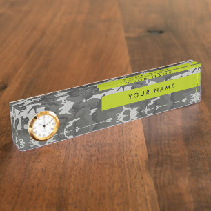 Grey Camouflage Pattern, Your name, Personalize Nameplate