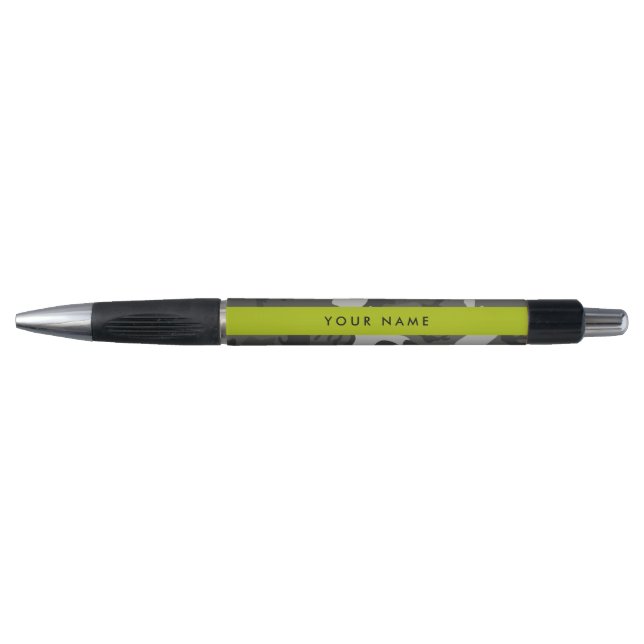Grey Camouflage Pattern, Your name, Personalize Pen (Front)